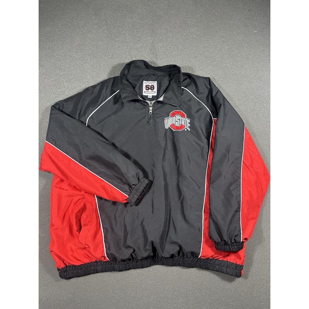 Ohio State Buckeyes Black/Red Windbreaker Quarter Zip  3XL  W/ Pockets
